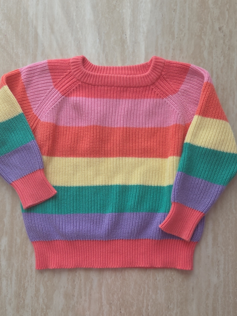 Rainbow Striped Crewneck Sweater - Multicolor